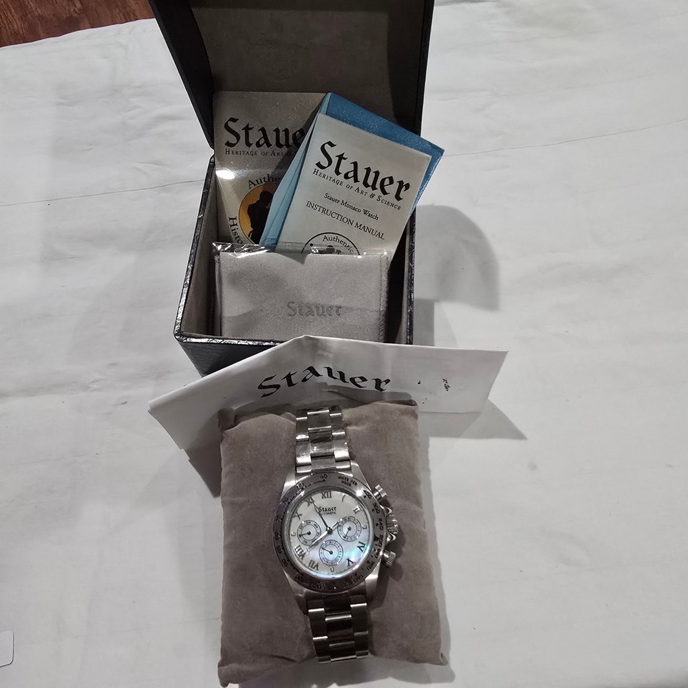 NWT Stauer Chrome Monaco Automatic Multi-Function Men's Watch - MOP Dial